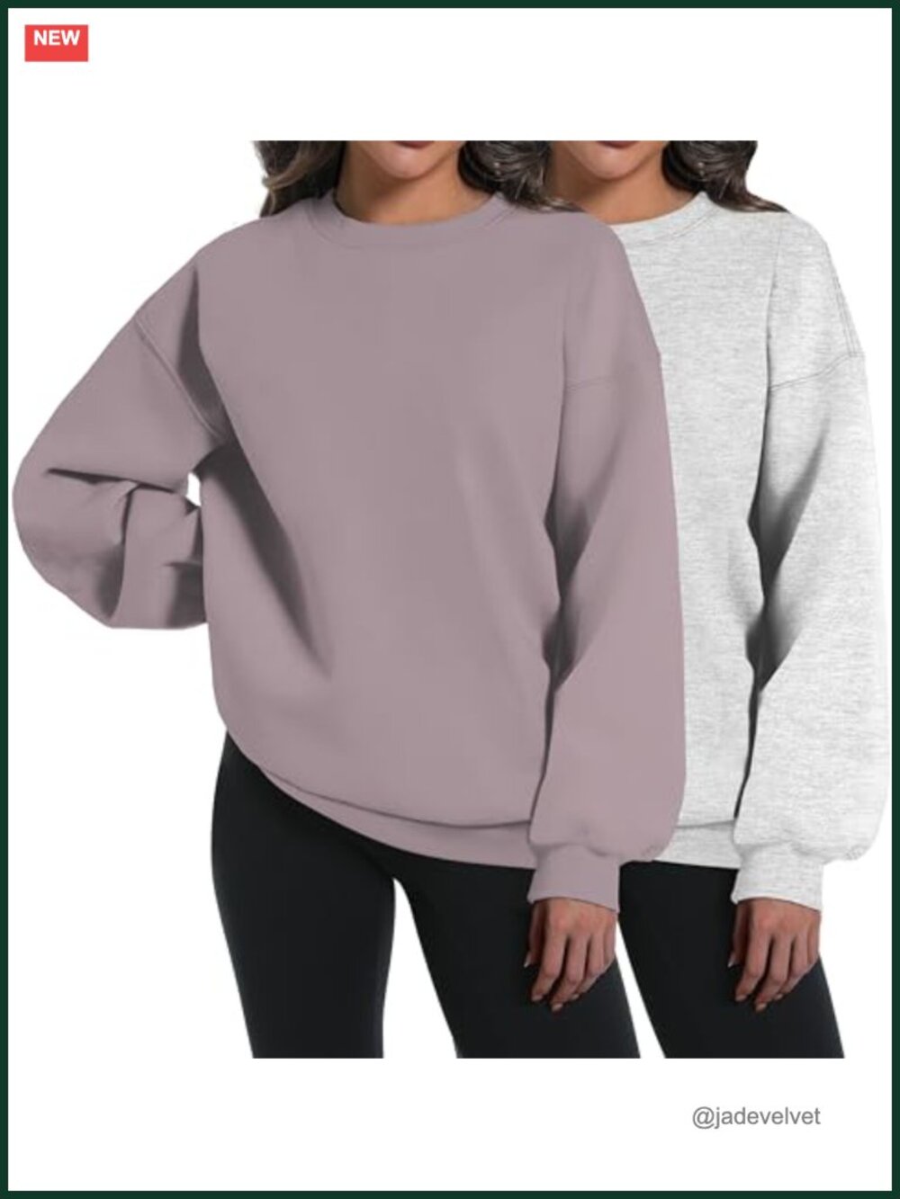 Oversized Crewneck Sweatshirt 2 Pack Cotton Polyester Long Sleeve Pullover